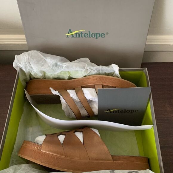 Antelope leather slide platform slip on sandal size US9; EU40 NIB - Picture 7 of 14